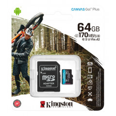 Kingston Canvas Go! 64GB microSDXC + SDXC UHS-I U3 V30 (Class 10) 170MB/s