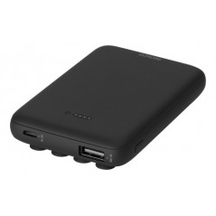 Powerbank 5000mAh med QI trådlös laddning som fästs på din telefon