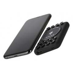 Powerbank 5000mAh med QI trådlös laddning som fästs på din telefon