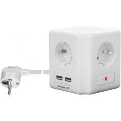 Goobay Multi-grenuttag med 4 uttag + 2 USB