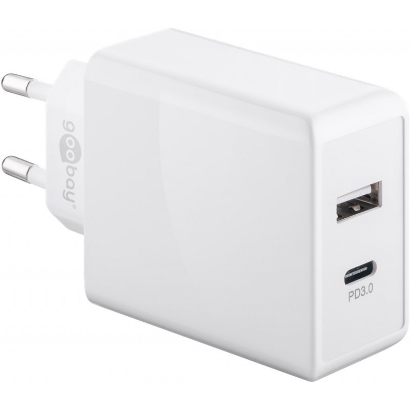 Chargers and Cables - Strömadapter med USB-C & USB-A, snabbladdning 28W, PD (Power Delivery)