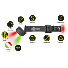 Pannlampa LED med vit/rött/grönt ljus och hela 240 lumen