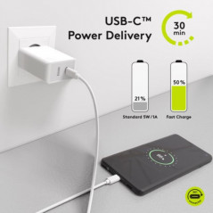 Chargers and Cables - Strömadapter med USB-C & USB-A, snabbladdning 28W, PD (Power Delivery)
