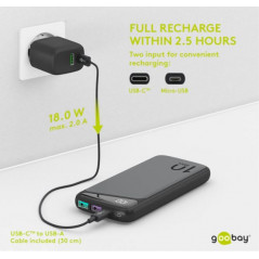 Portable Batteries - Goobay snabbladdande PowerBank batteri på 10.000mAh med USB-C PD, QC 3.0