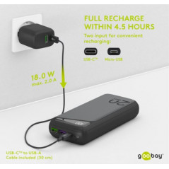 Portable Batteries - Goobay snabbladdande PowerBank batteri på 20.000mAh med USB-C PD, QC 3.0