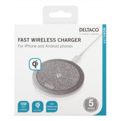 Chargers and Cables - Deltaco 10W trådlös Qi-laddare med snabbladdning