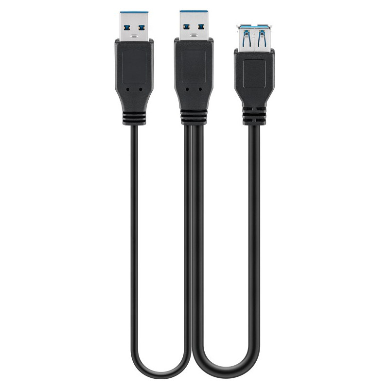 USB cable USB 3.0 - Goobay dobbelt USB-A 3.0 han til hun 30 cm