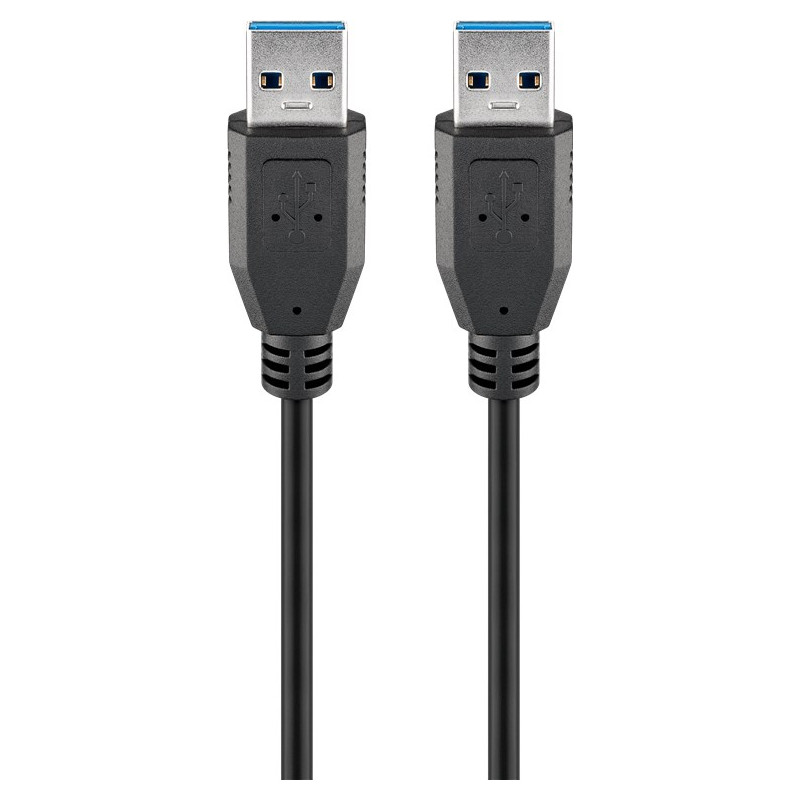 USB cable USB A to USB A - USB 3.0 SuperSpeed Kabel, hane till hane, svart