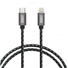 3SIXT Lightning till USB-C-kabel, svart/silver