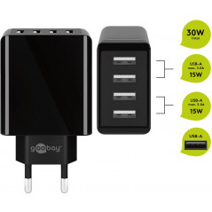 Chargers and Cables - Goobay strömadapter med 4xUSB, 30W max