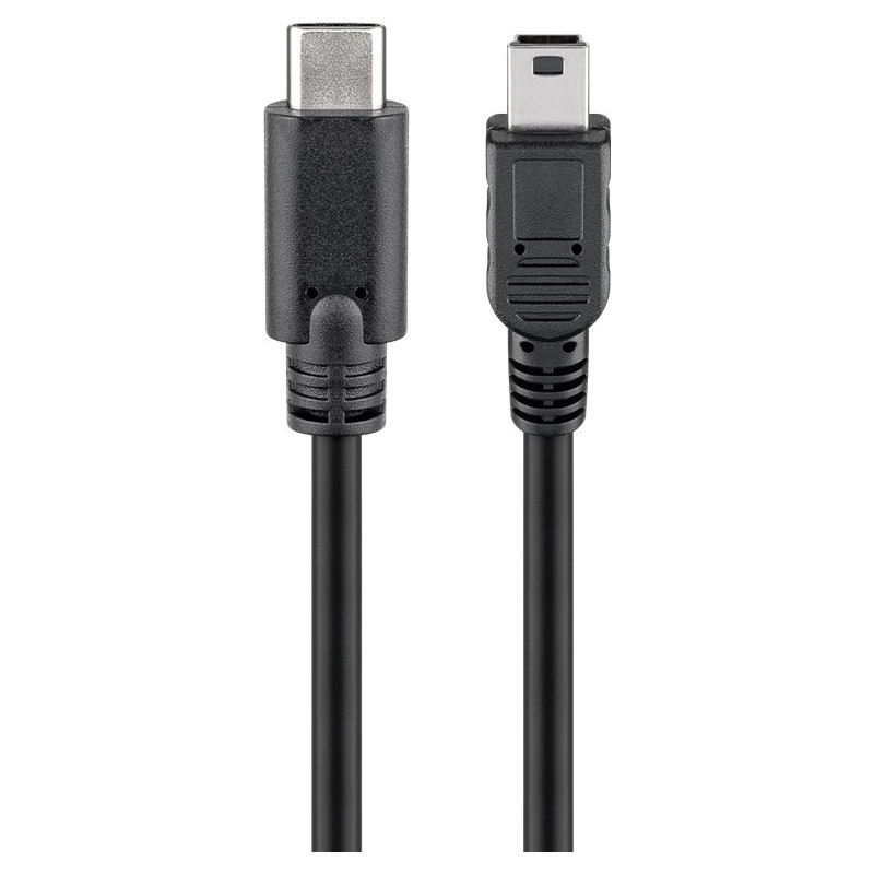 USB cable USB mini - USB-C till miniUSB-kabel, 0.5 meter, svart