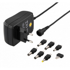 AC- till DC-adapter med ställbar volt, 6 kontakter