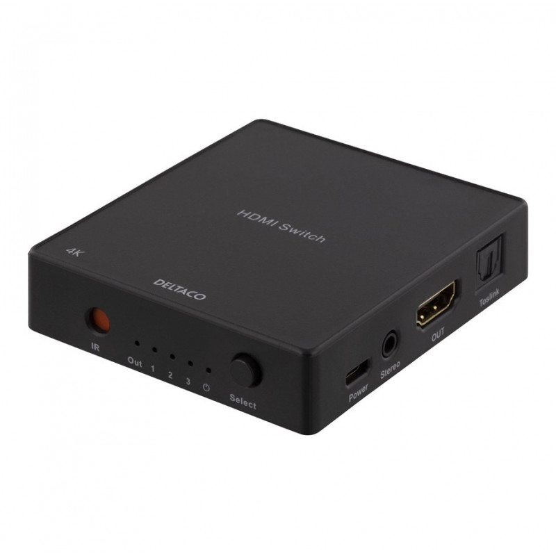 Screen Cables & Screen Adapters - Deltaco HDMI-switch 3-till-1 med fjärrkontroll, 4K/30Hz