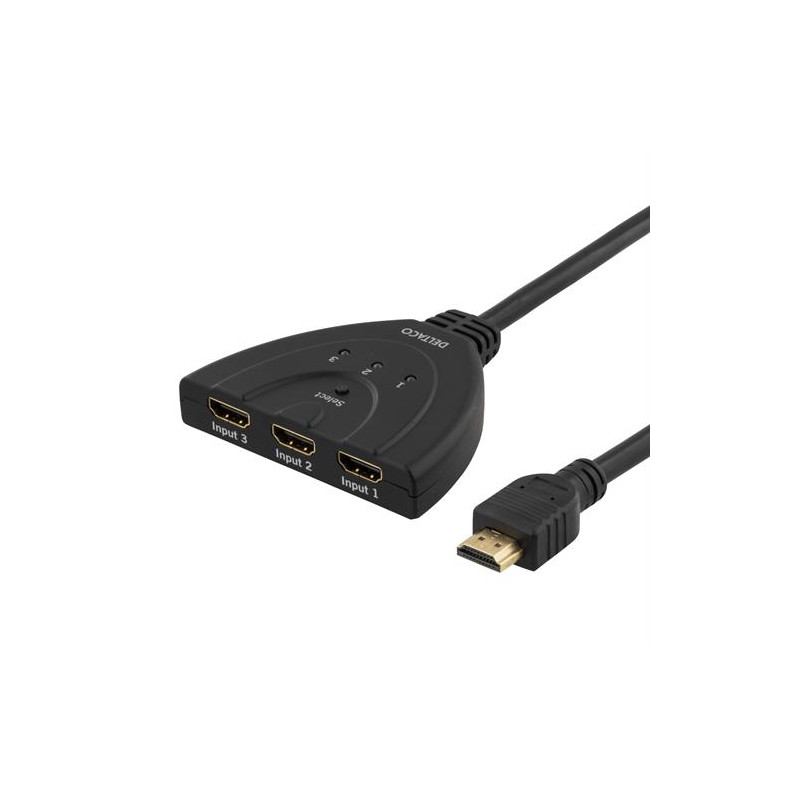 Screen Cables & Screen Adapters - Deltaco HDMI-switch 3-till-1, 1080p/60Hz