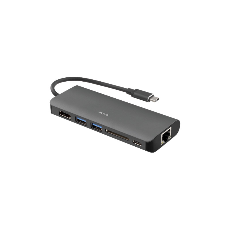 Docking station for computer - USB-C-dockningsstation med HDMI, RJ45, 2xUSB, USB-C port för laddning