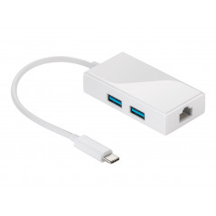 Goobay USB-C-nätverkskort gigabit med USB-hubb
