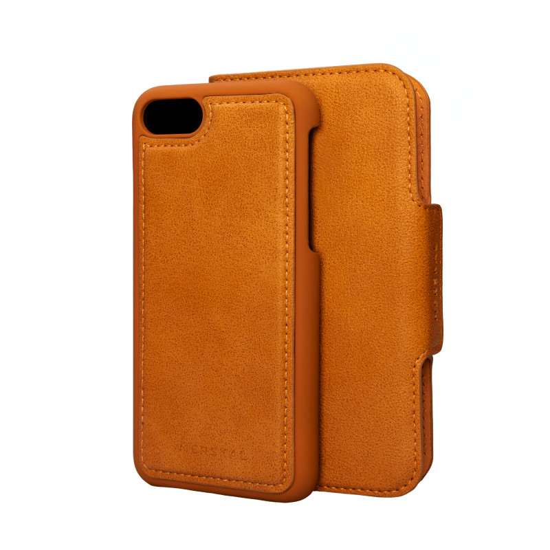 Shells and cases - Plånboksfodral med magnetiskt mobilskal till iPhone 7/8 (Orange)