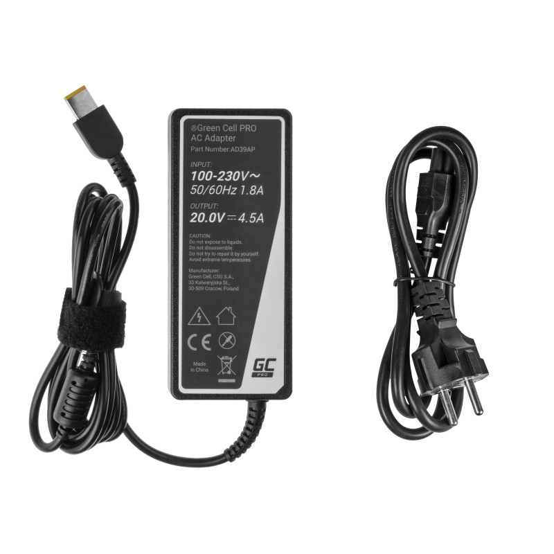 Lenovo charger - GreenCell Pro Lenovo-kompatibel 90W datorladdare Slim Tip rektangulär