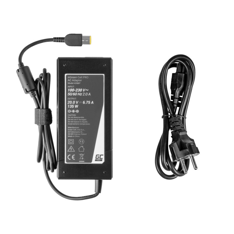 Lenovo charger - GreenCell Pro Lenovo-kompatibel 135W datorladdare Slim Tip rektangulär