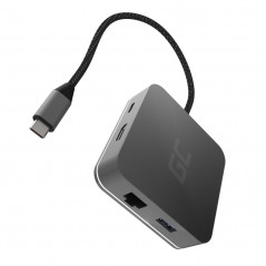 USB-C docking station - GreenCell GC-HUB2 USB-C hubb med USB-C, HDMI- (4K), USB 3.0 och Ethernet