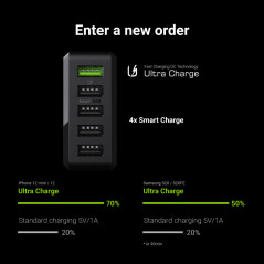 GreenCell väggadapter med 5x USB, 52W max QC 3.0