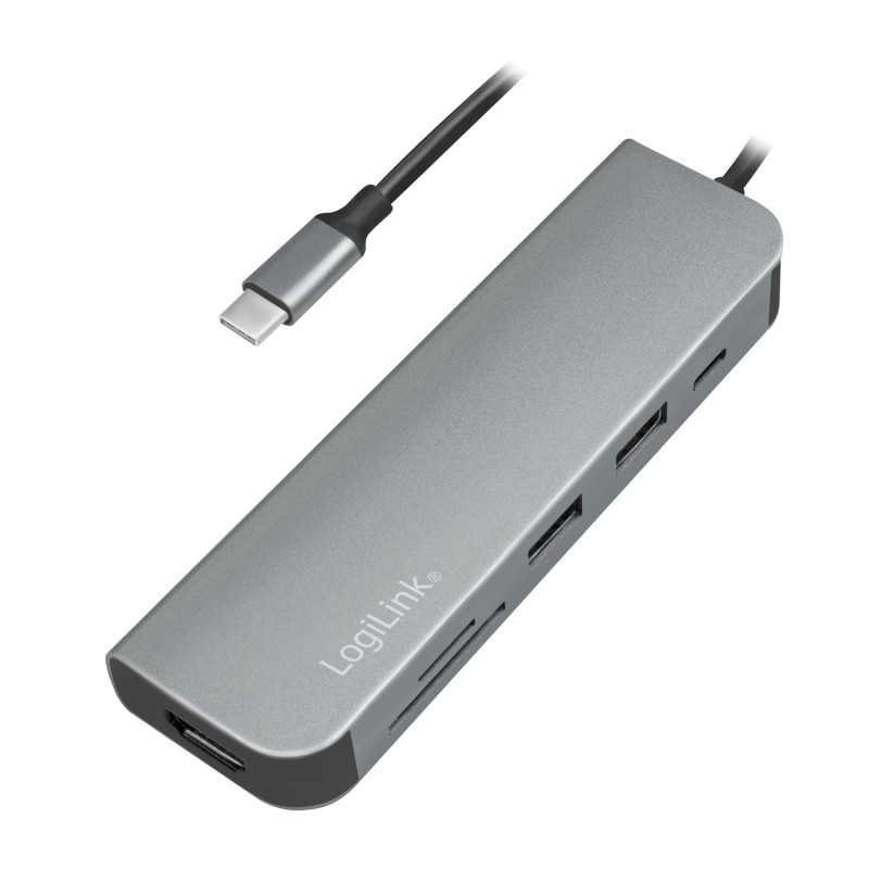 USB-C adapter - LogiLink USB-C Multi-hub med HDMI/2xUSB/SD-läsare/PD 60W