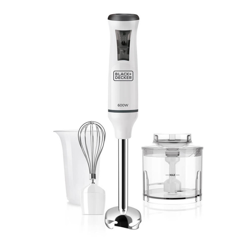 Blender & Mixer - Black+Decker Stavmixer med tillbehör, 20 hastigheter och Turbo, 600 Watt