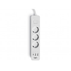 Junction box - iiglo överspänningsskyddat grenuttag med 3 uttag och 2 USB + 1 USB-C