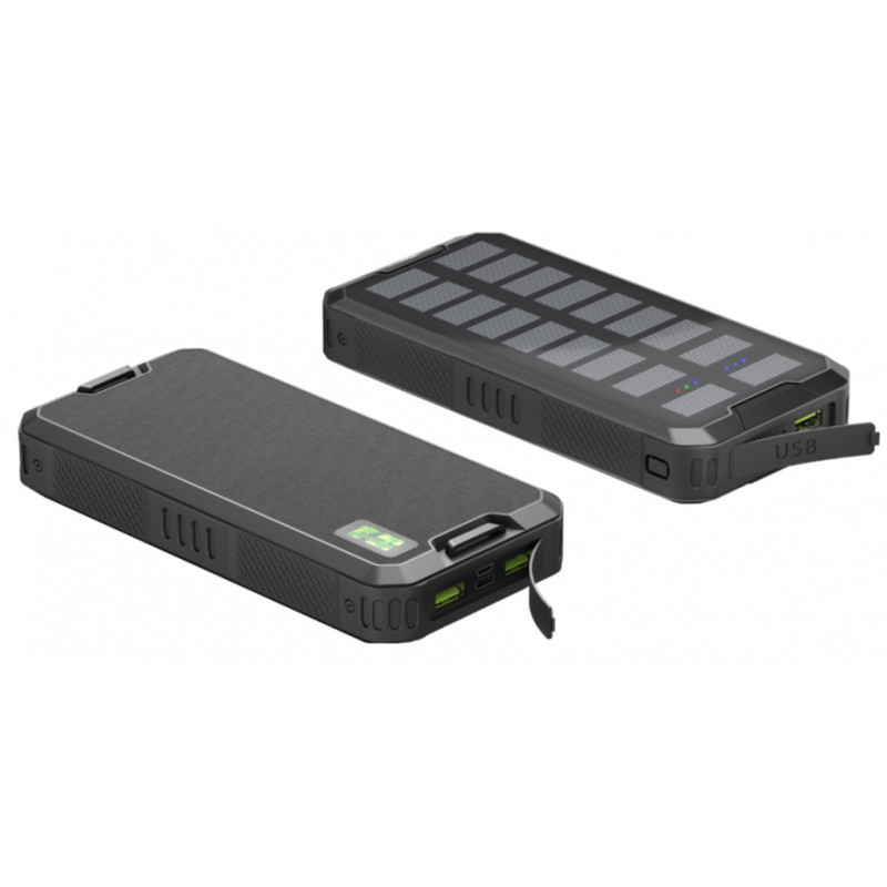 Portable Batteries - PowerBank batteri på 20.000mAh med solcellsladdning