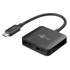 USB-C Multiport-adapter för två skärmar som speglar varandra, HDMI & DisplayPort