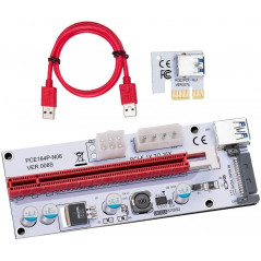 PCIe x1 till PCIe x16 riser inkl USB 3.0-kabel (beg)