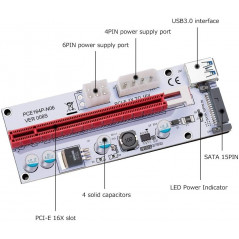 Begagnade datorkomponenter - PCIe x1 till PCIe x16 riser inkl USB 3.0-kabel (beg)