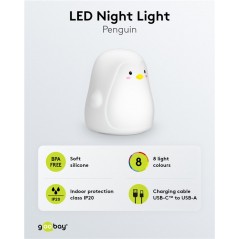 Night Lamp - Nattlampa LED pingvin 8 färger i mjuk silikon