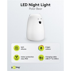 Night Lamp - Nattlampa LED isbjörn 8 färger i mjuk silikon