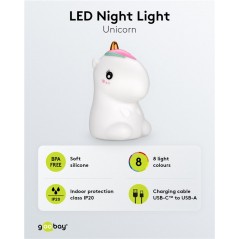 Night Lamp - Nattlampa LED enhörning 8 färger i mjuk silikon