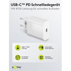 Chargers and Cables - Strömadapter med USB-C PD 45W och snabbladdning