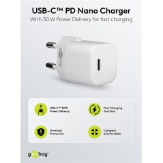 Chargers and Cables - Snabbladdande GaN Nano strömadapter med USB-C PD 30W