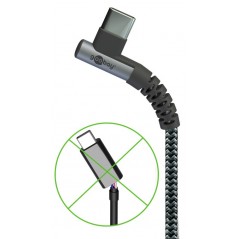 USB-C cable - USB-C till USB-C laddkabel 60W textil med vinklad kontakt