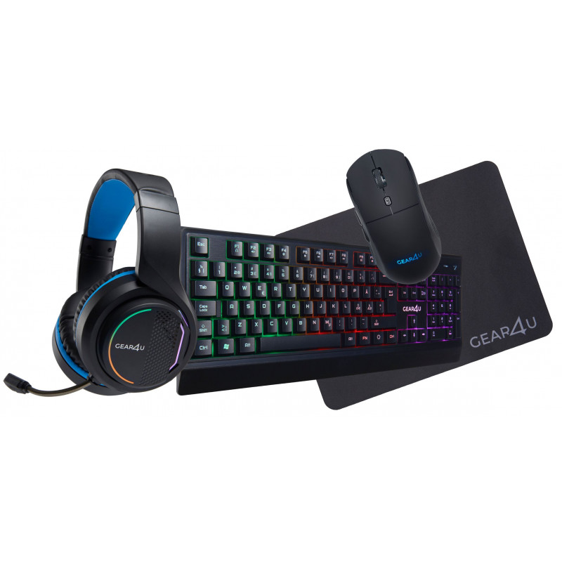 Package Gaming Keyboard & Mouse - GEAR4U Gaming Combo RGB 4-i-1 med USB+3.5mm (fyndvara)