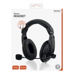 Chat Headset - Deltaco headset med 2x 3.5 mm AUX-anslutning