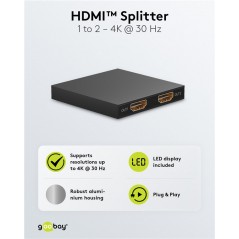 Screen Cables & Screen Adapters - Goobay HDMI-splitter 1-till-2 med stöd för 4K i 30Hz