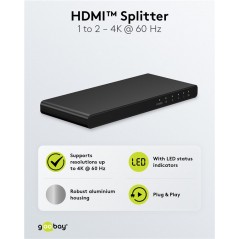 Screen Cables & Screen Adapters - Goobay HDMI-splitter 1-till-2 med stöd för 4K i 60Hz