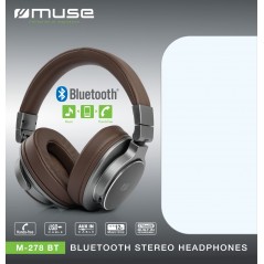 Bluetooth Earphones - Muse trådlösa bluetooth-hörlurar med brun läder-look