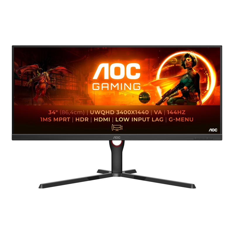 Computer monitor 25" or larger - AOC Gaming U34G3XM 34" 144 Hz ultrabred gamingskärm med VA-panel