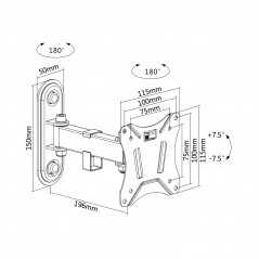 VESA mount for monitor - Champion tiltbart väggfäste VESA med arm för TV eller skärm 13-27"