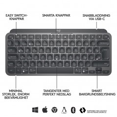 Wireless Keyboards - Logitech MX Keys Mini trådlöst bakbelyst Bluetooth-tangentbord för PC/Mac