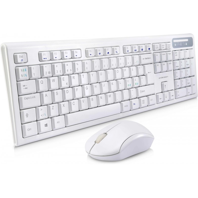 Wireless Keyboards - Anderson Silent trådlöst tangentbord och mus i vitt