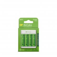 GP ReCyko batteriladdare med 4st laddningsbara AA-batterier (2100 mAh)