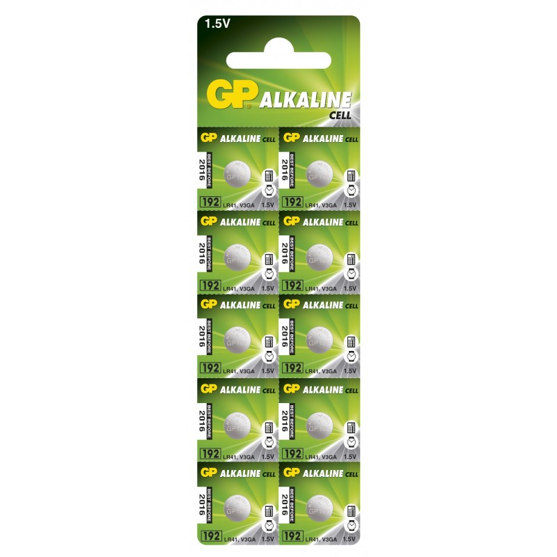 Battery - GP LR41 V3GA Alkaline Coin batteri, 10-pack