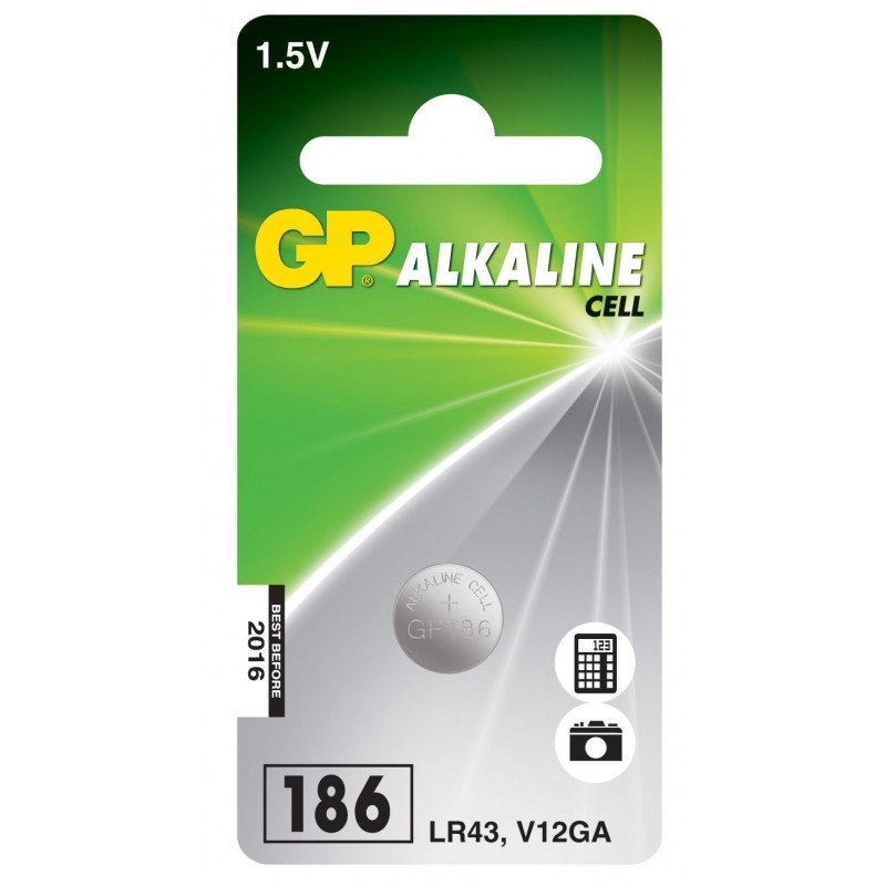 Electrical accessories - GP LR43 V12GA Alkaline Coin batteri 1-Pack knappcellsbatteri